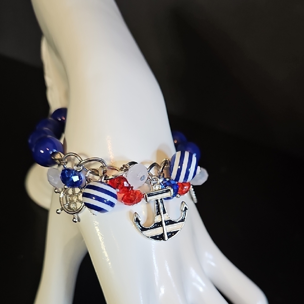 Pier 1 Nautical Charm Bracelet - Blue, Red, White